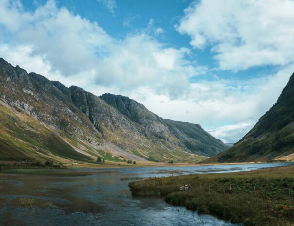 Loch Achtriochtan at the start of Glencoe on our Glencoe & Loch Lomond Private Luxury Tour.